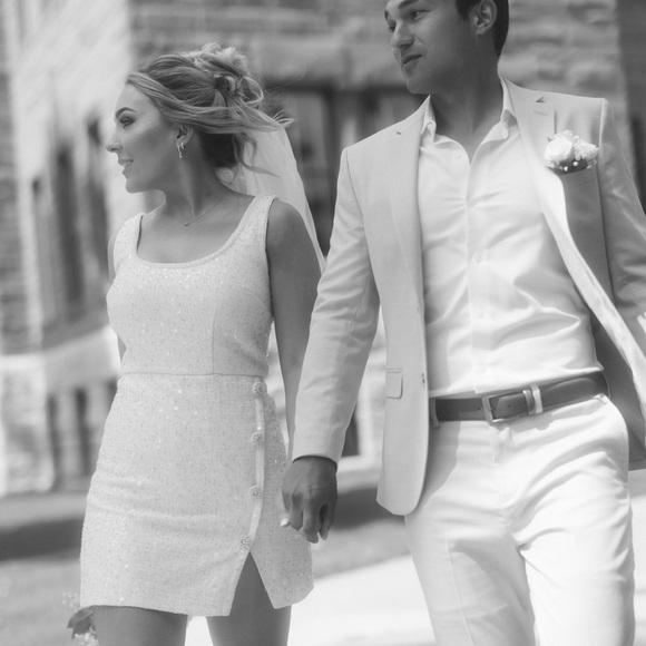 Self-Portait Ivory Sequin Boucle Mini Dress - Picture 2 of 8